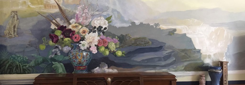 Mural of Flower Bouquet and Waterfall.